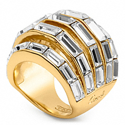 COACH F96389 Baguette Pierced Domed Ring GOLD/CLEAR
