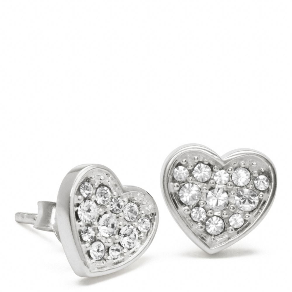 COACH STERLING PAVE HEART EARRINGS -  - f96392