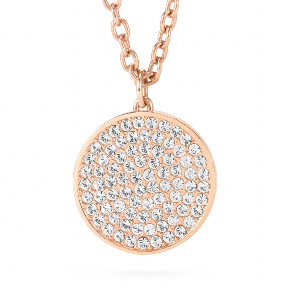 LARGE PAVE DISC PENDANT NECKLACE - f96412 - RS/CLEAR