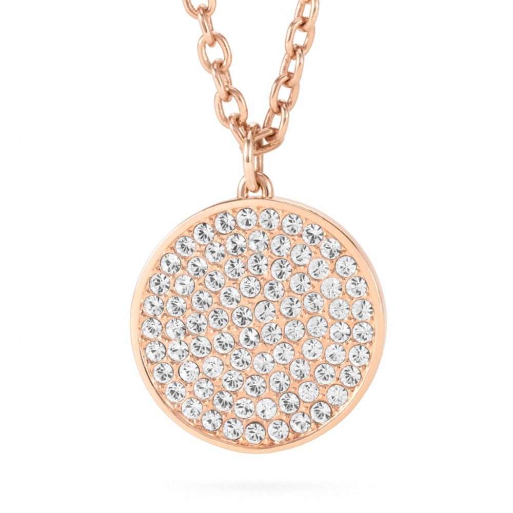 COACH F96412 - LARGE PAVE DISC PENDANT NECKLACE RS/CLEAR