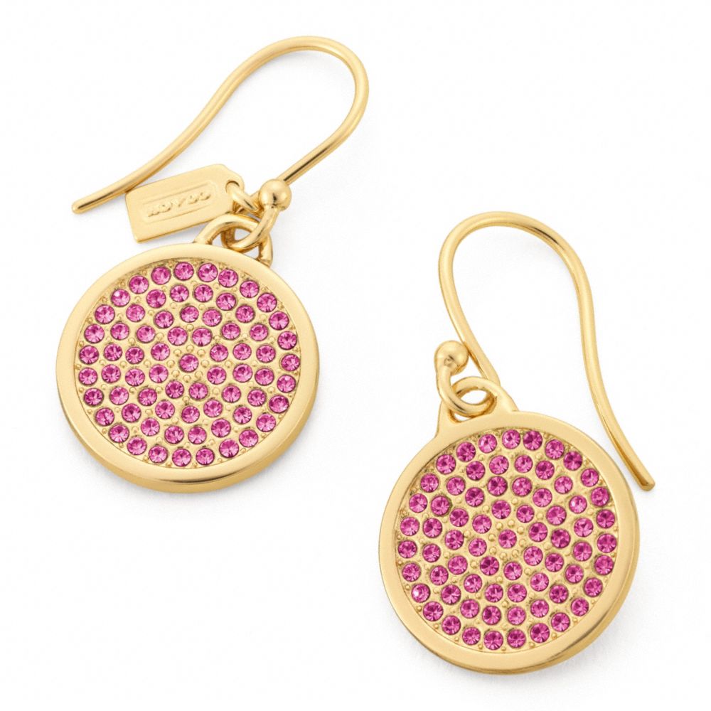 PAVE DISC EARRING - f96413 - GOLD/MAGENTA