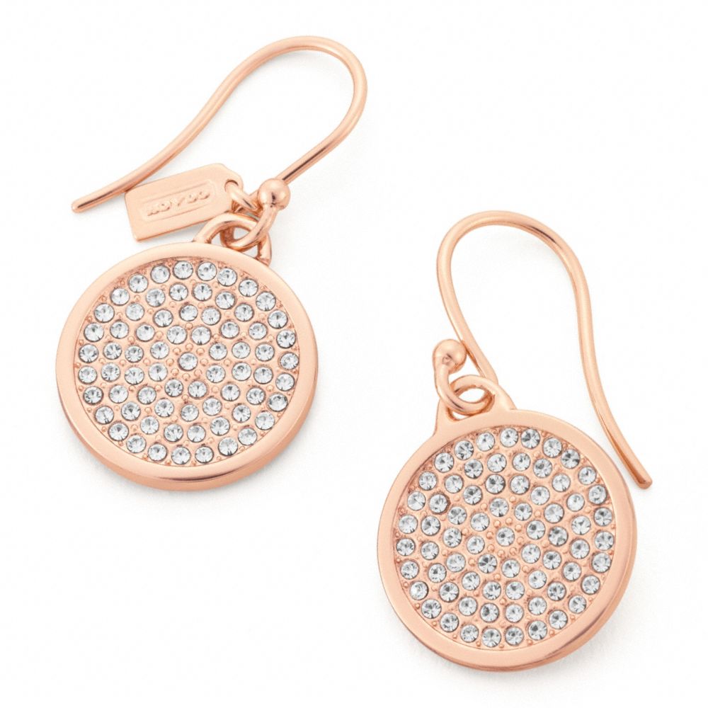 COACH f96413 PAVE DISC EARRING RS/CLEAR