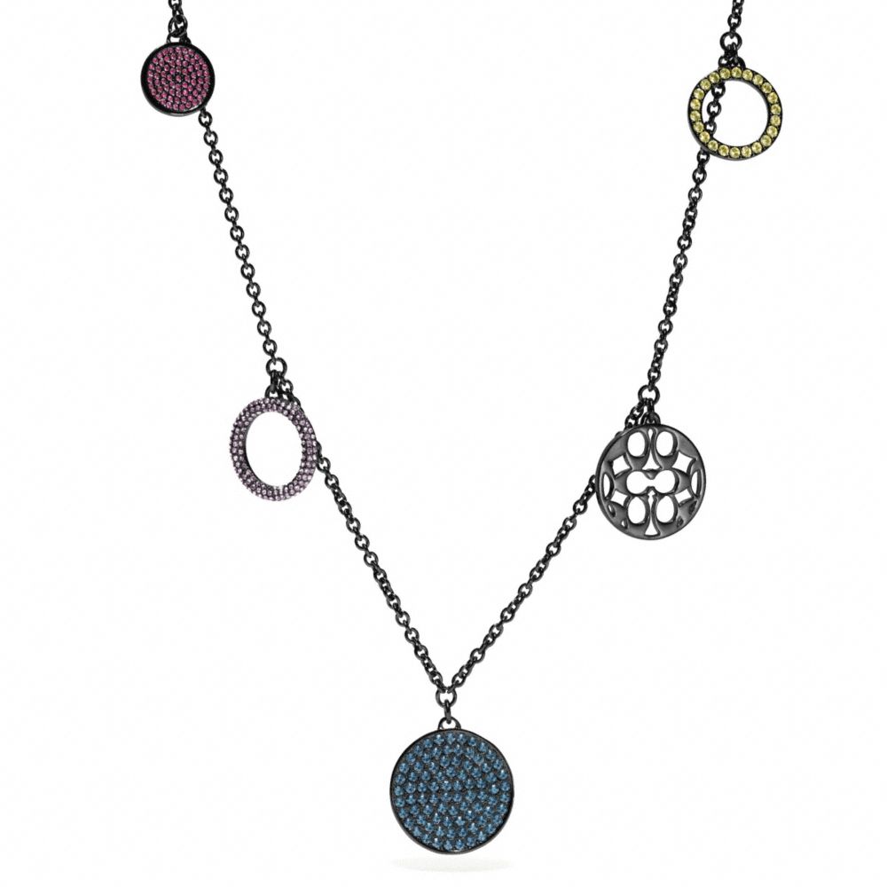 MULTI PAVE DISC STATION NECKLACE - f96414 - BLACK/MULTICOLOR