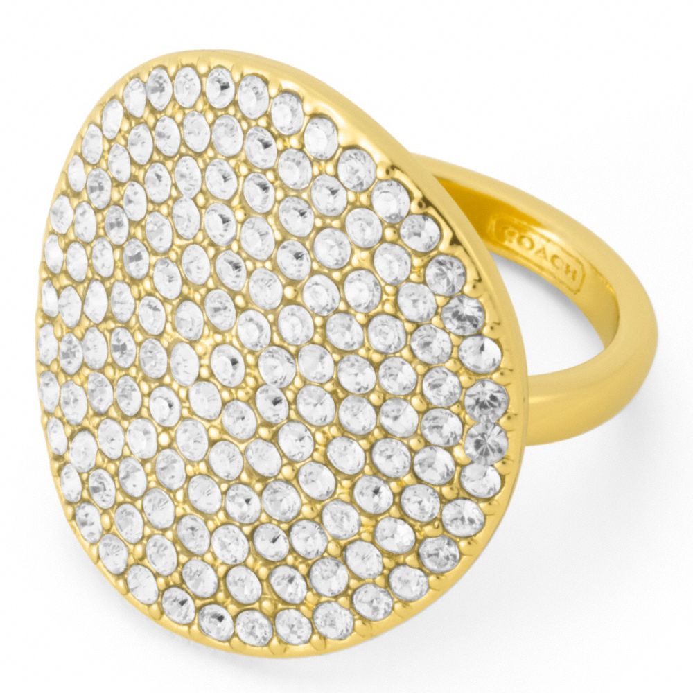 COACH f96415 PAVE DISC RING GOLD/CLEAR