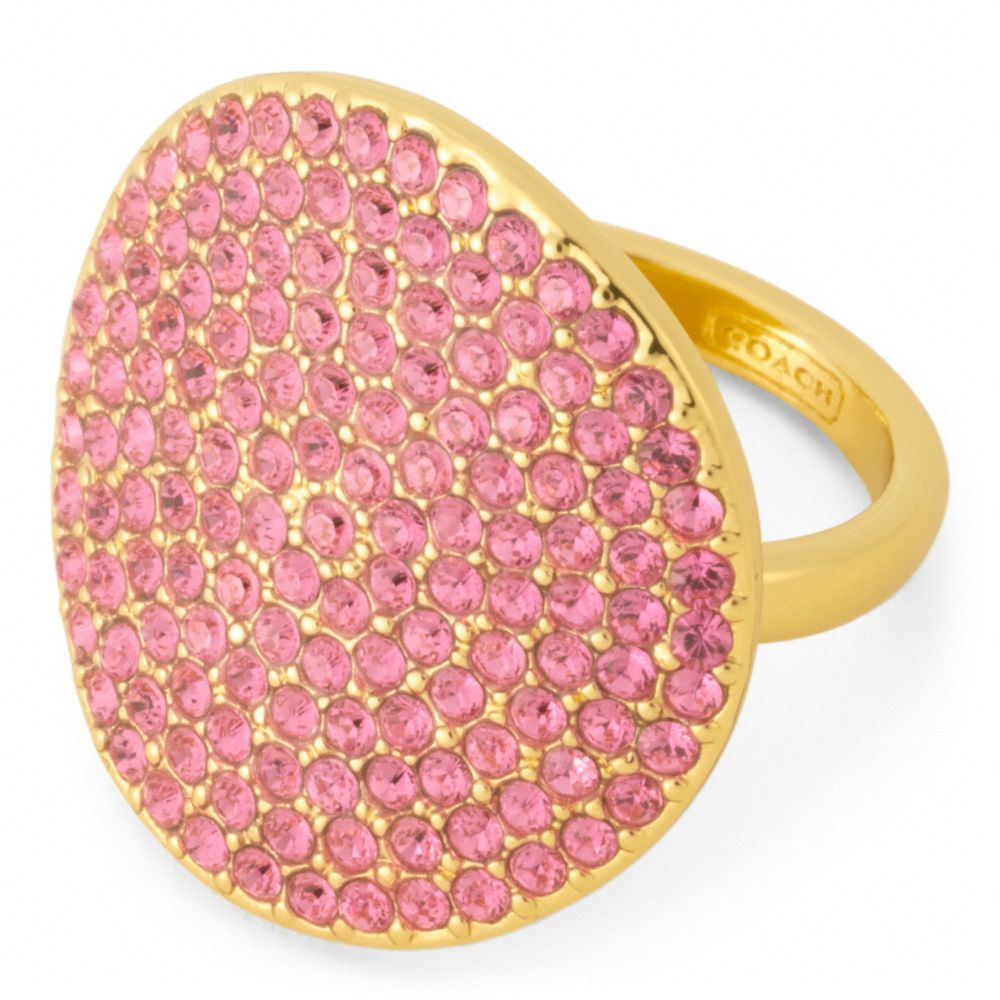 COACH f96415 PAVE DISC RING GOLD/MAGENTA