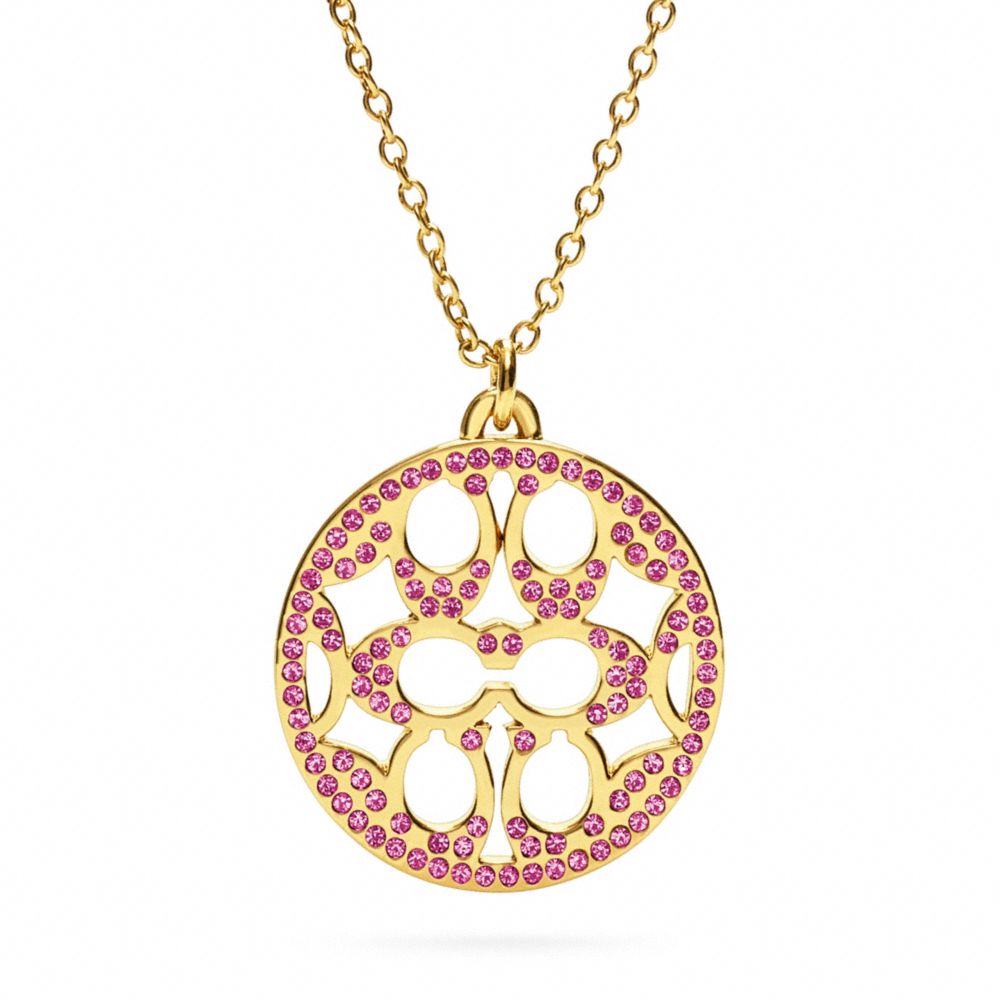 COACH F96417 Pave Signature Disc Necklace 