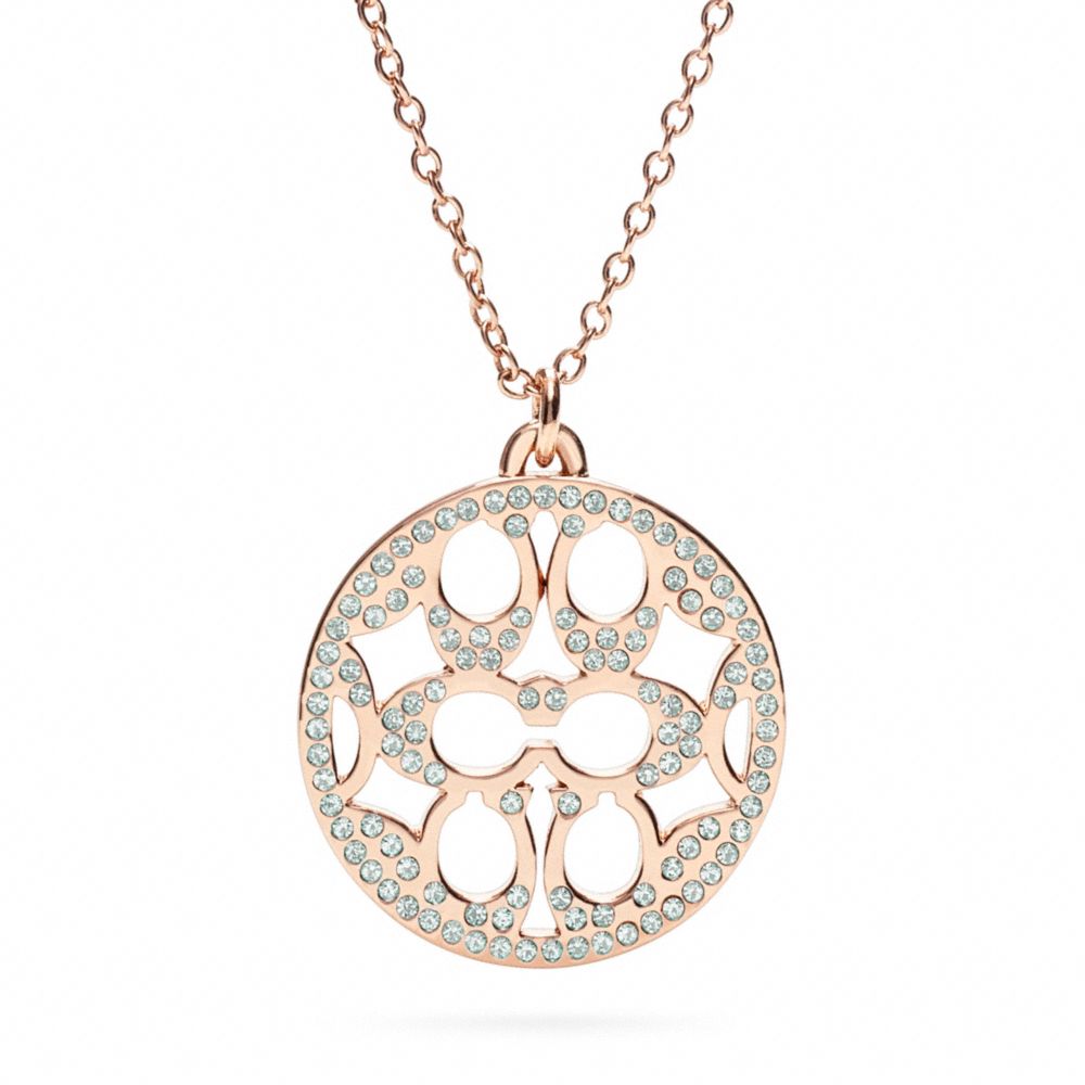 COACH f96417 PAVE SIGNATURE DISC NECKLACE 