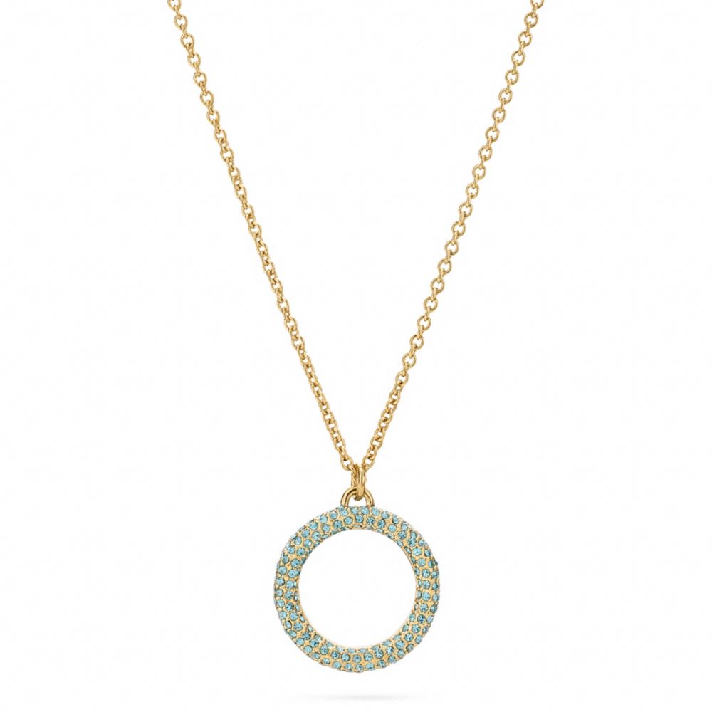 COACH F96420 Pave Open Circle Pendant Necklace GOLD/TURQUOISE