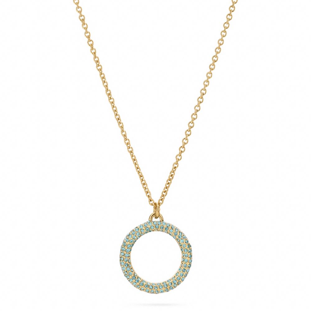 COACH F96420 - PAVE OPEN CIRCLE PENDANT NECKLACE GOLD/TURQUOISE