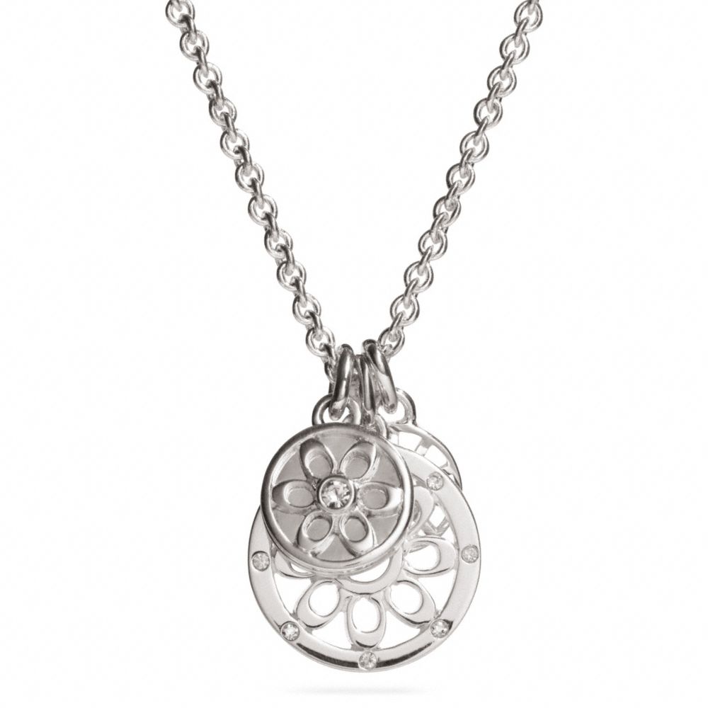 COACH STERLING SIGNATURE C DISC NECKLACE - SILVER/SILVER - f96487
