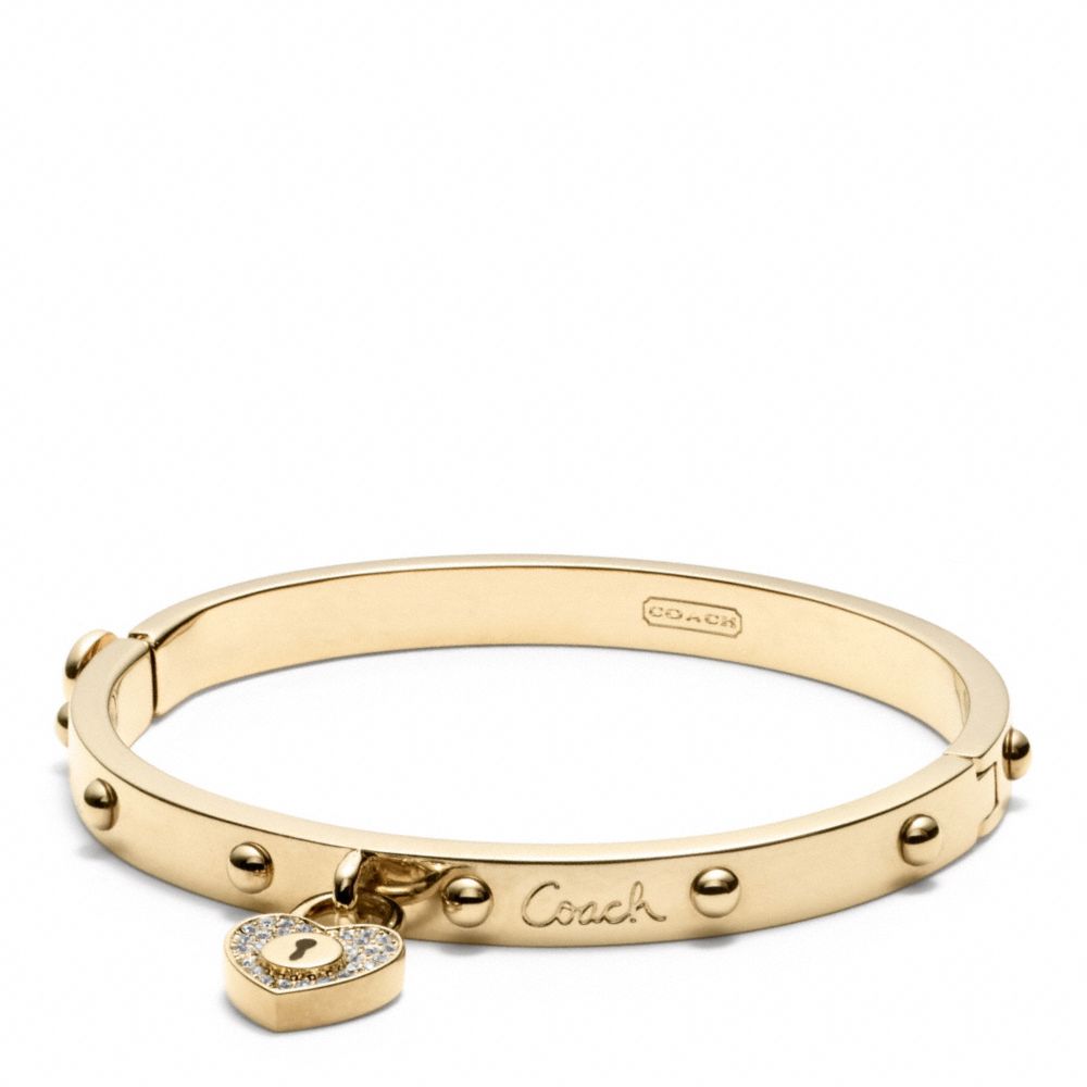 COACH f96521 PAVE LOCK HEART HINGED BANGLE 