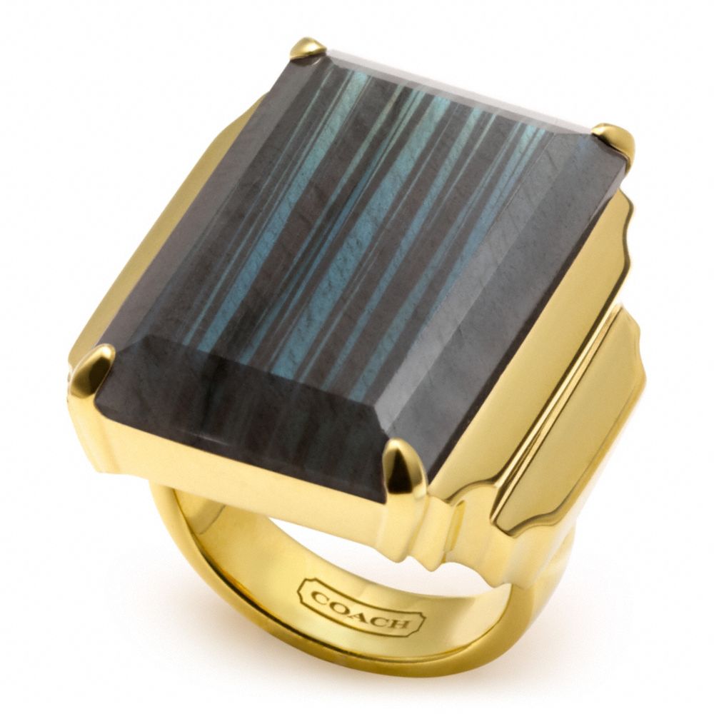 COACH f96531 DECO COCKTAIL RING GOLD/GREEN