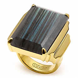 COACH F96531 Deco Cocktail Ring GOLD/GREEN