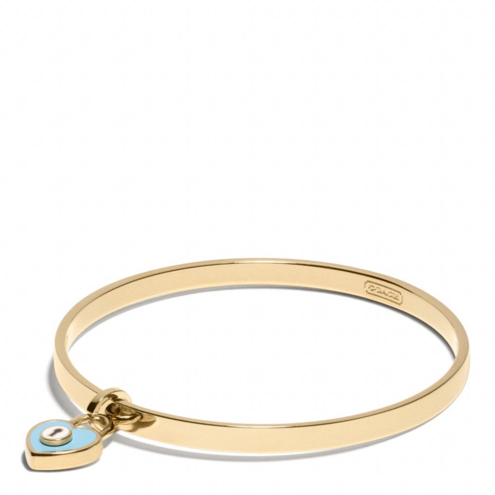 ENAMEL PADLOCK HEART BANGLE - f96536 - F96536GDBL