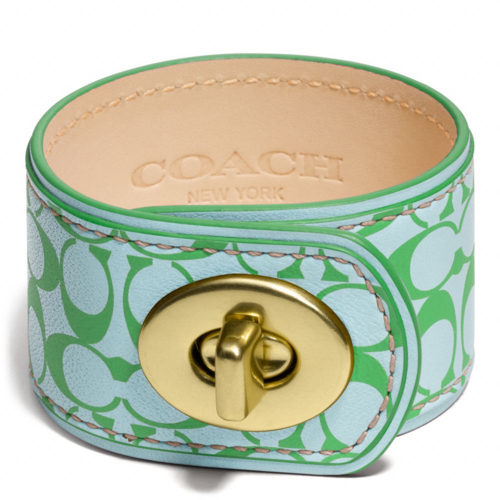 COACH SIGNATURE C LEATHER TURNLOCK BRACELET - BRASS/BLUE - F96539