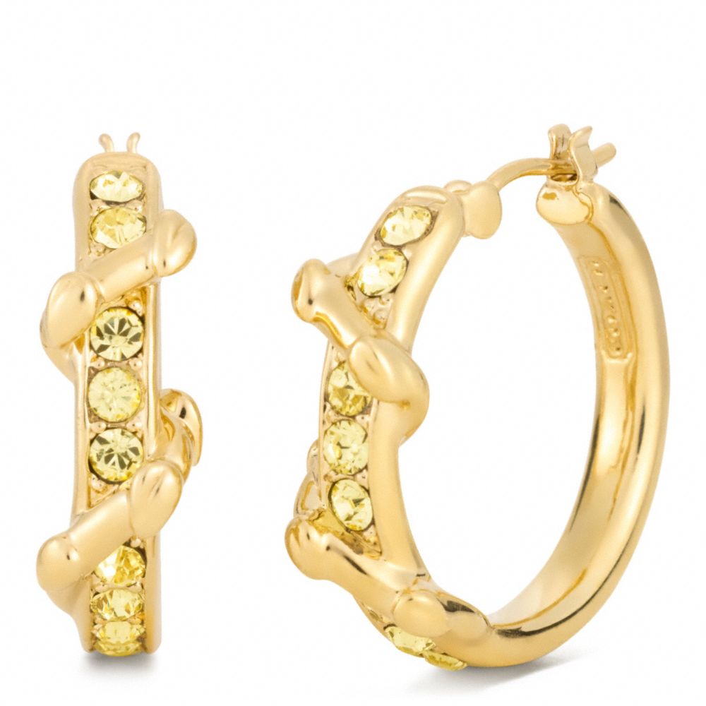 coach signature logo pave hoop earrings