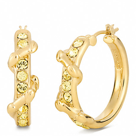 COACH F96540 PAVE VINE HOOP EARRINGS GOLD/YELLOW