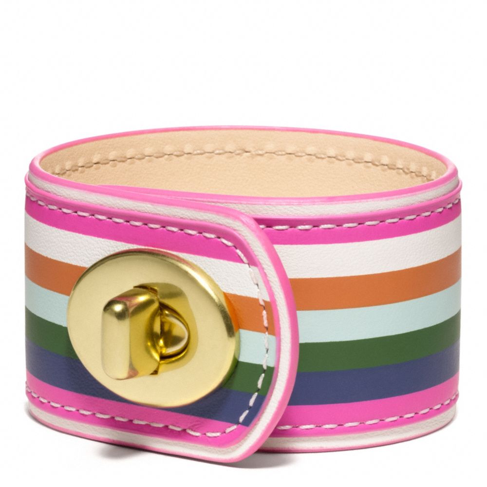 COACH LEGACY STRIPE LEATHER TURNLOCK BRACELET - ONE COLOR - F96546