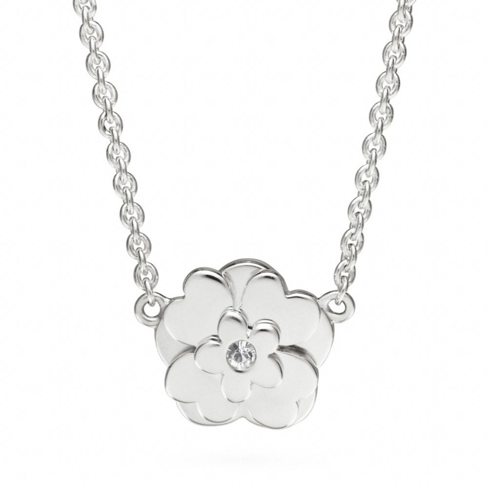 COACH STERLING POPPY FLOWER NECKLACE -  - f96549