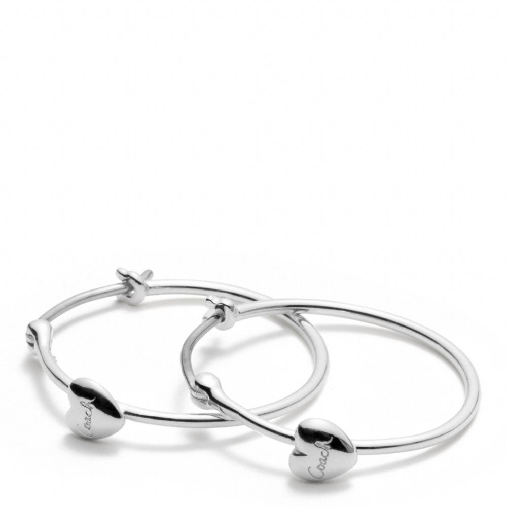 COACH F96552 Sterling Heart Station Hoops 