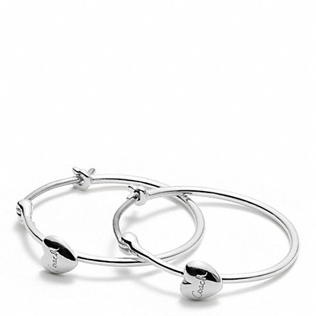 COACH f96552 STERLING HEART STATION HOOPS 