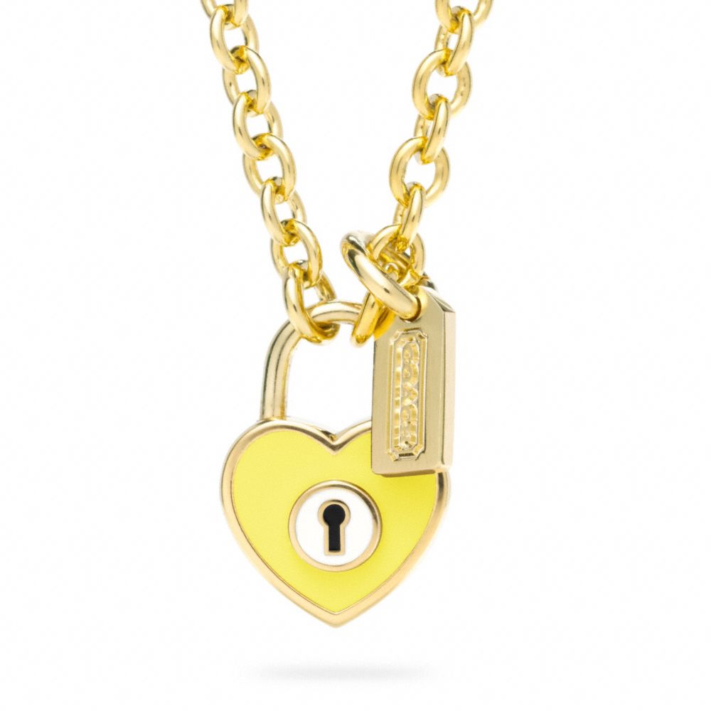 COACH f96565 ENAMEL PADLOCK HEART NECKLACE GOLD/YELLOW