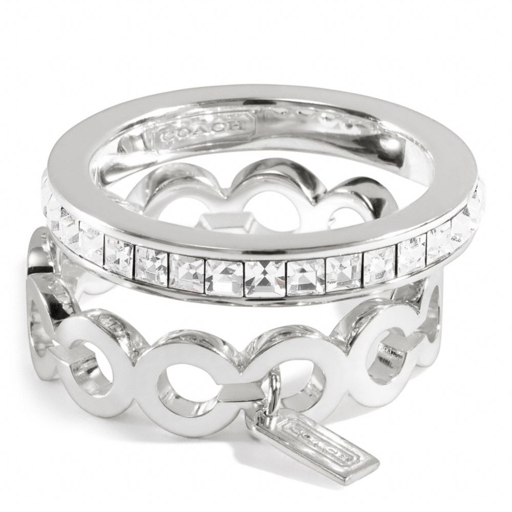 COACH F96574 STERLING OP ART BAGUETTE STACKING RINGS ONE-COLOR