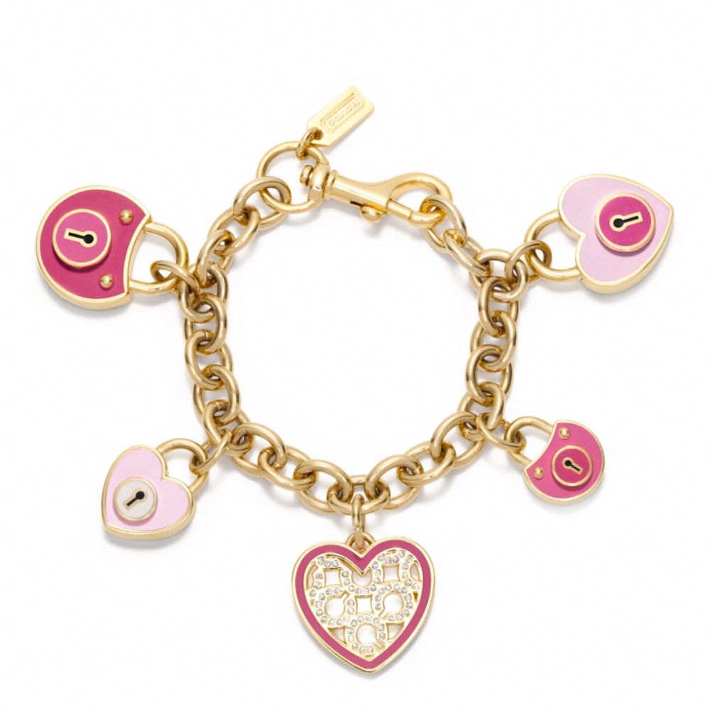 COACH F96575 Enamel Padlock Heart Charm Bracelet 