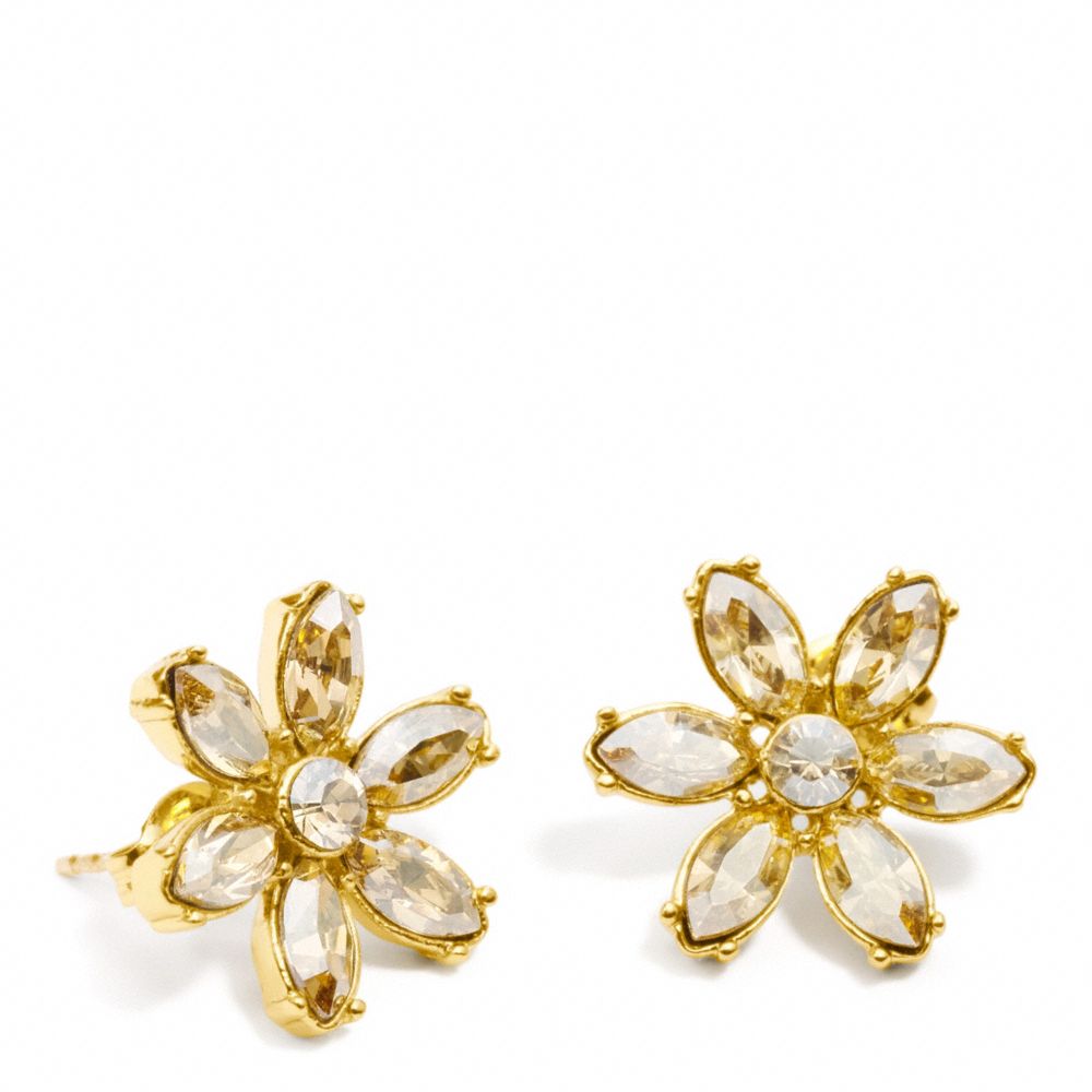 FACETED FLOWER STUD EARRING - f96584 - GOLD/GOLD