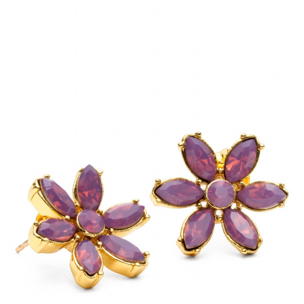 FACETED FLOWER STUD EARRING - f96584 - GOLD/PURPLE