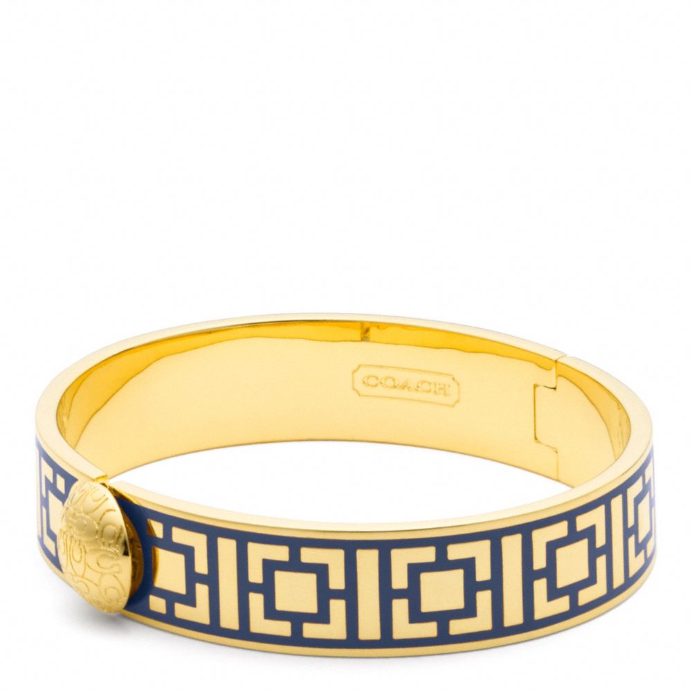 COACH HALF INCH HINGED GEOMETRIC BANGLE - GOLD/NAVY - f96619