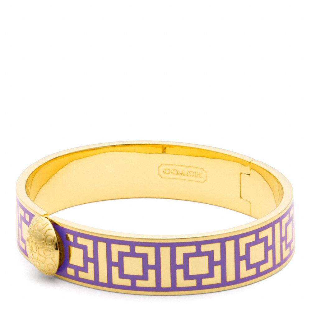 COACH f96619 HALF INCH HINGED GEOMETRIC BANGLE GOLD/PURPLE