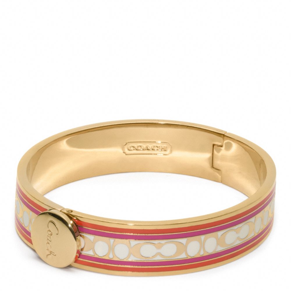 HALF INCH SIGNATURE STRIPE BANGLE - GOLD/PINK - COACH F96628