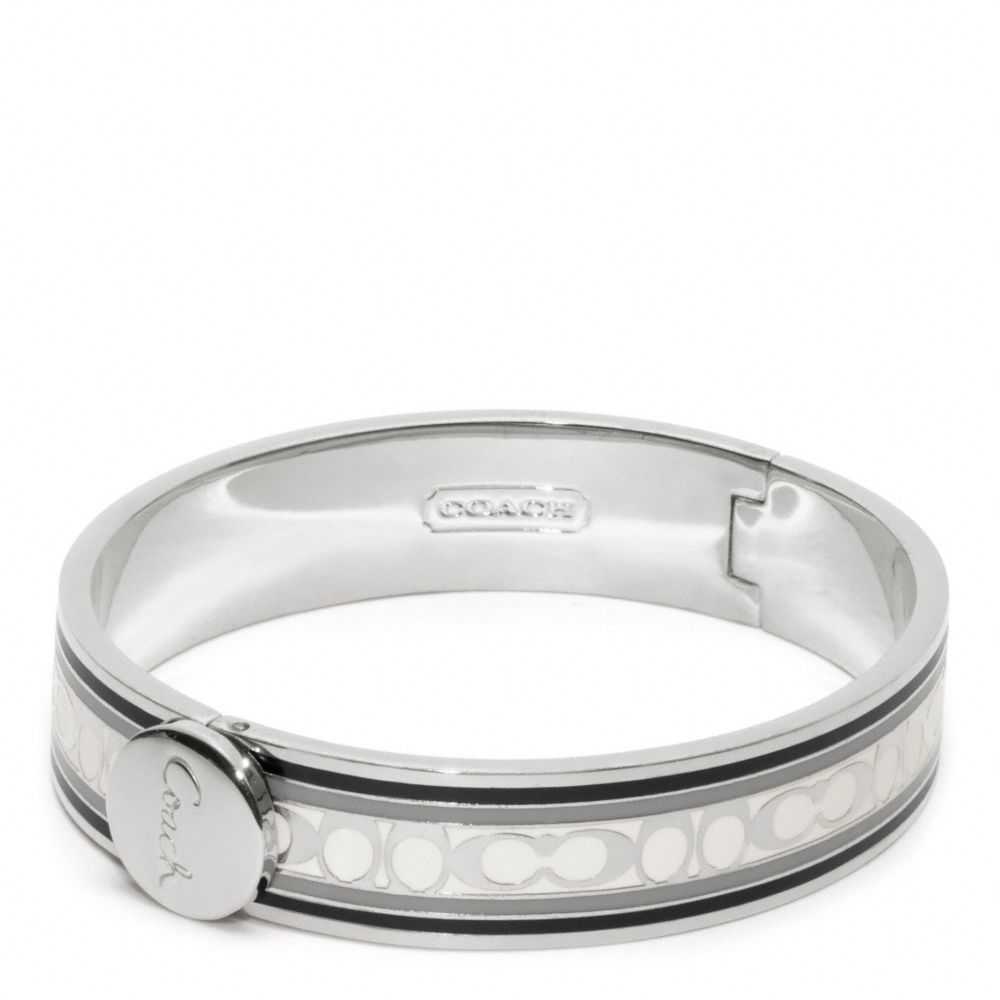 HALF INCH SIGNATURE STRIPE BANGLE - SILVER/BLACK - COACH F96628