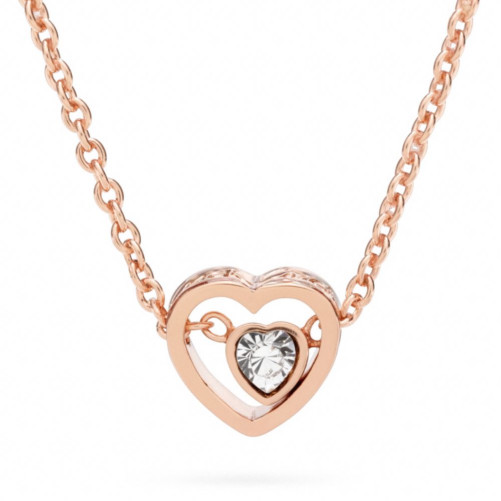 COACH F96632 Pave Stone Heart Necklace 