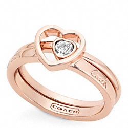COACH PAVE STONE HEART RING SET - ONE COLOR - F96633