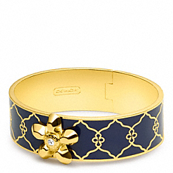 COACH THREE QUARTER INCH HINGED OP ART FLOWER BANGLE - ONE COLOR - F96643