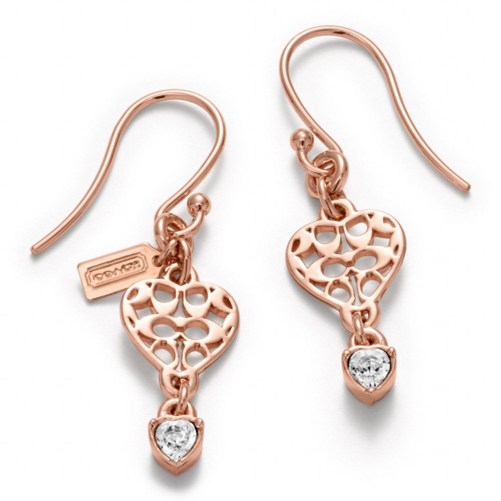 COACH MIRANDA HEART STONE EARRINGS - ROSE GOLD/CLEAR - f96666