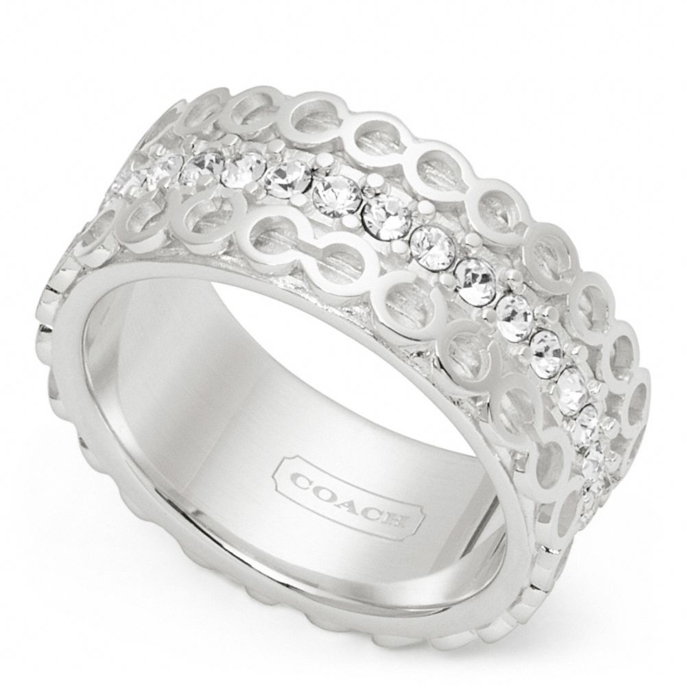 COACH F96676 Sterling Op Art Pave Band Ring 