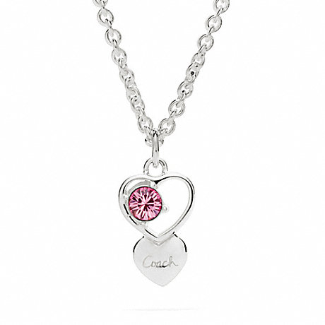 COACH STERLING OPEN HEART STONE NECKLACE -  - f96685