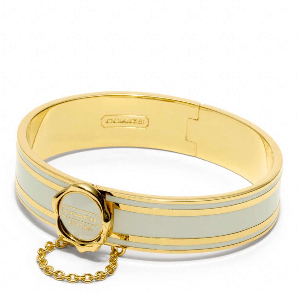 COACH ENAMEL HINGED BANGLE - GOLD/WHITE - COACH F96691