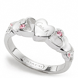 COACH F96712 Sterling Open Heart Stone Ring 