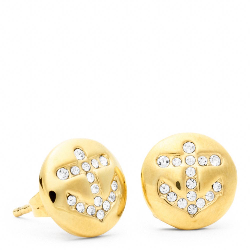 ANCHOR BUTTON STUD EARRINGS - f96731 - F96731GDCY