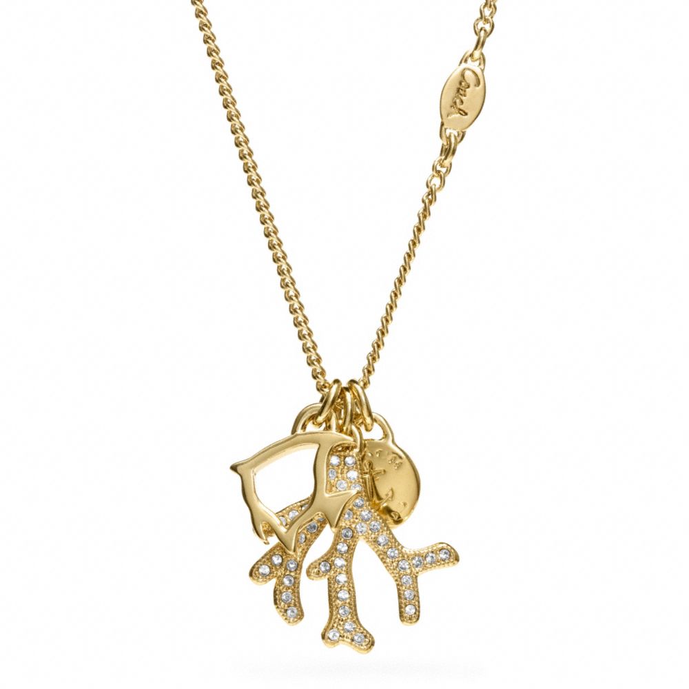 COACH f96751 SMALL CORAL CHARM NECKLACE 