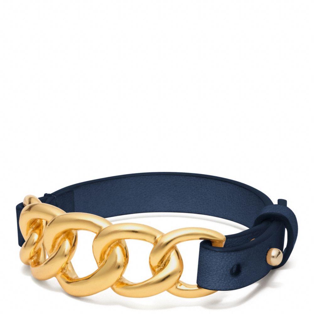 COACH F96761 Chain Leather Bracelet GOLD/MARINE