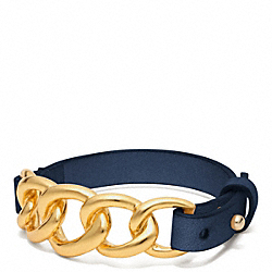 COACH F96761 Chain Leather Bracelet GOLD/MARINE
