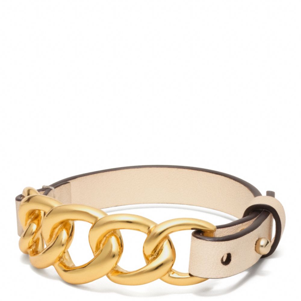 CHAIN LEATHER BRACELET - f96761 - GOLD/VACHETTA