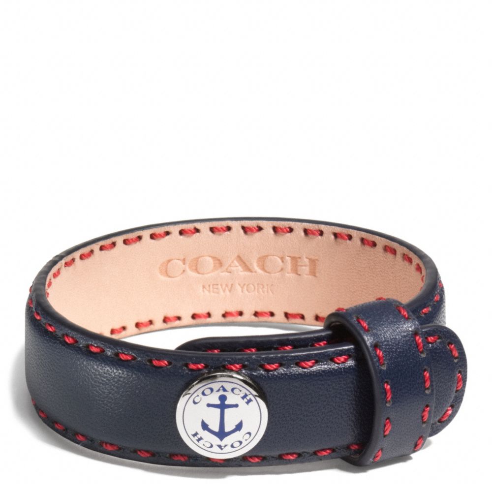 COACH f96765 ANCHOR LEATHER BRACELET SILVER/NAVY