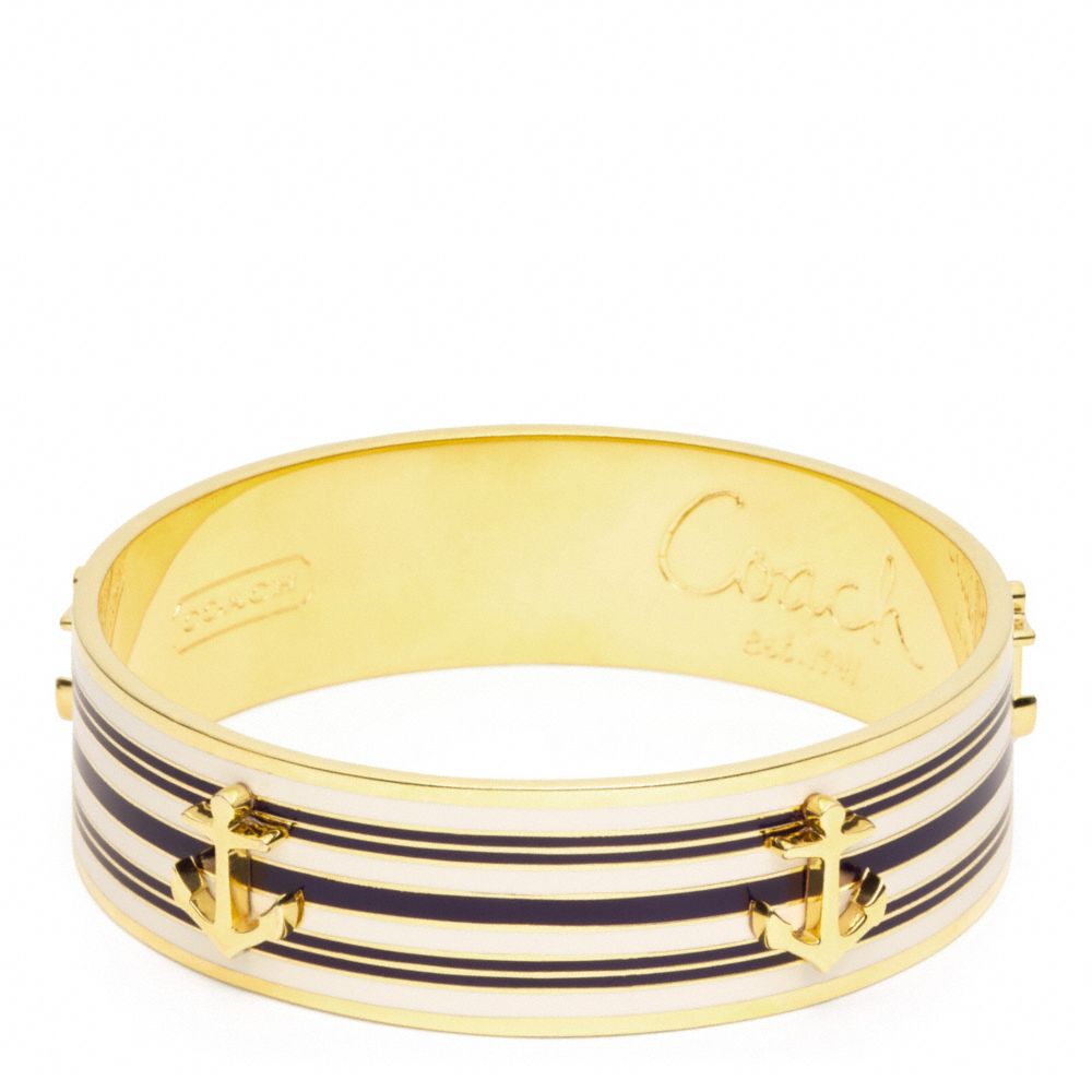 THREE QUARTER INCH ANCHOR STRIPE BANGLE - GOLD/NAVY - COACH F96767