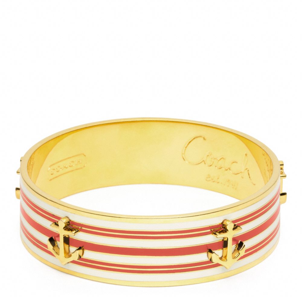 COACH THREE QUARTER INCH ANCHOR STRIPE BANGLE - GOLD/RED - F96767